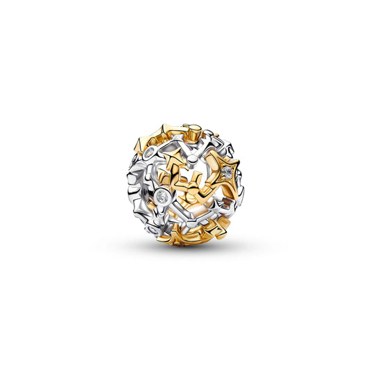 Traforato costellazione di stelle argento sterling e placcato oro 14k charm con zirconia cubica trasparente - 765042C01 - Simmi Gioiellerie -Charm
