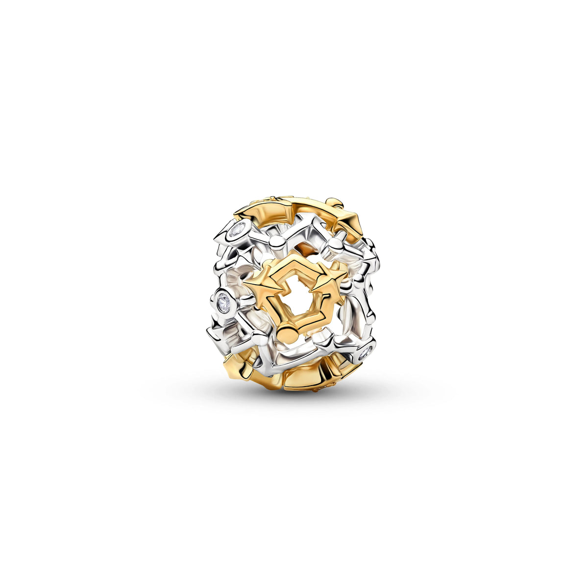 Traforato costellazione di stelle argento sterling e placcato oro 14k charm con zirconia cubica trasparente - 765042C01 - Simmi Gioiellerie -Charm