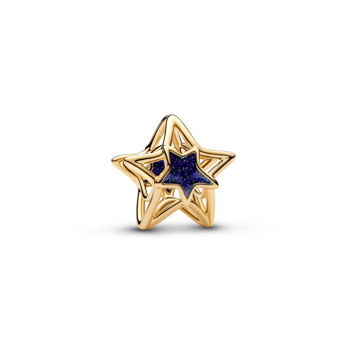 Traforato stella placcato oro 14k charm con smalto blu - 765034C01 - Simmi Gioiellerie -Charm