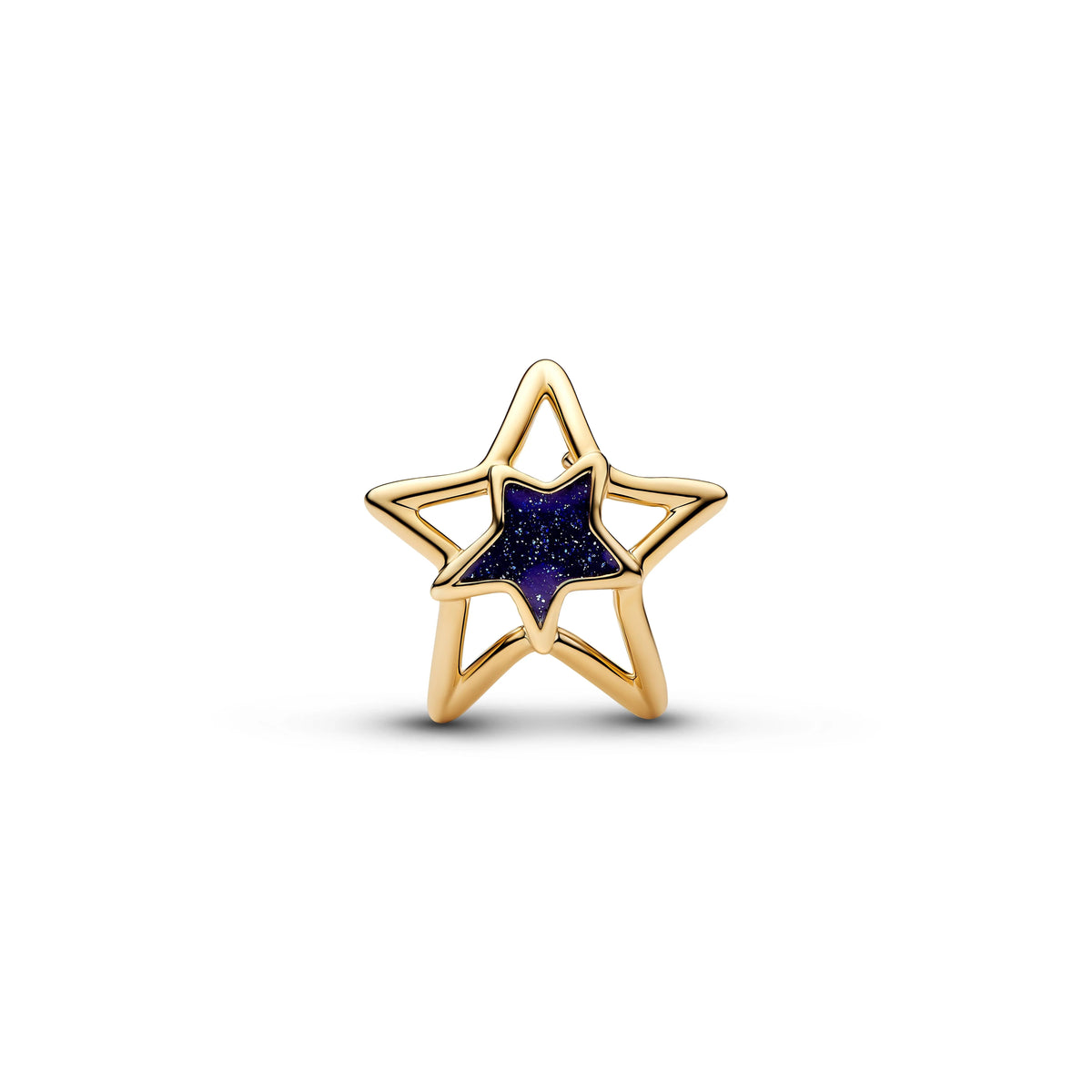 Traforato stella placcato oro 14k charm con smalto blu - 765034C01 - Simmi Gioiellerie -Charm