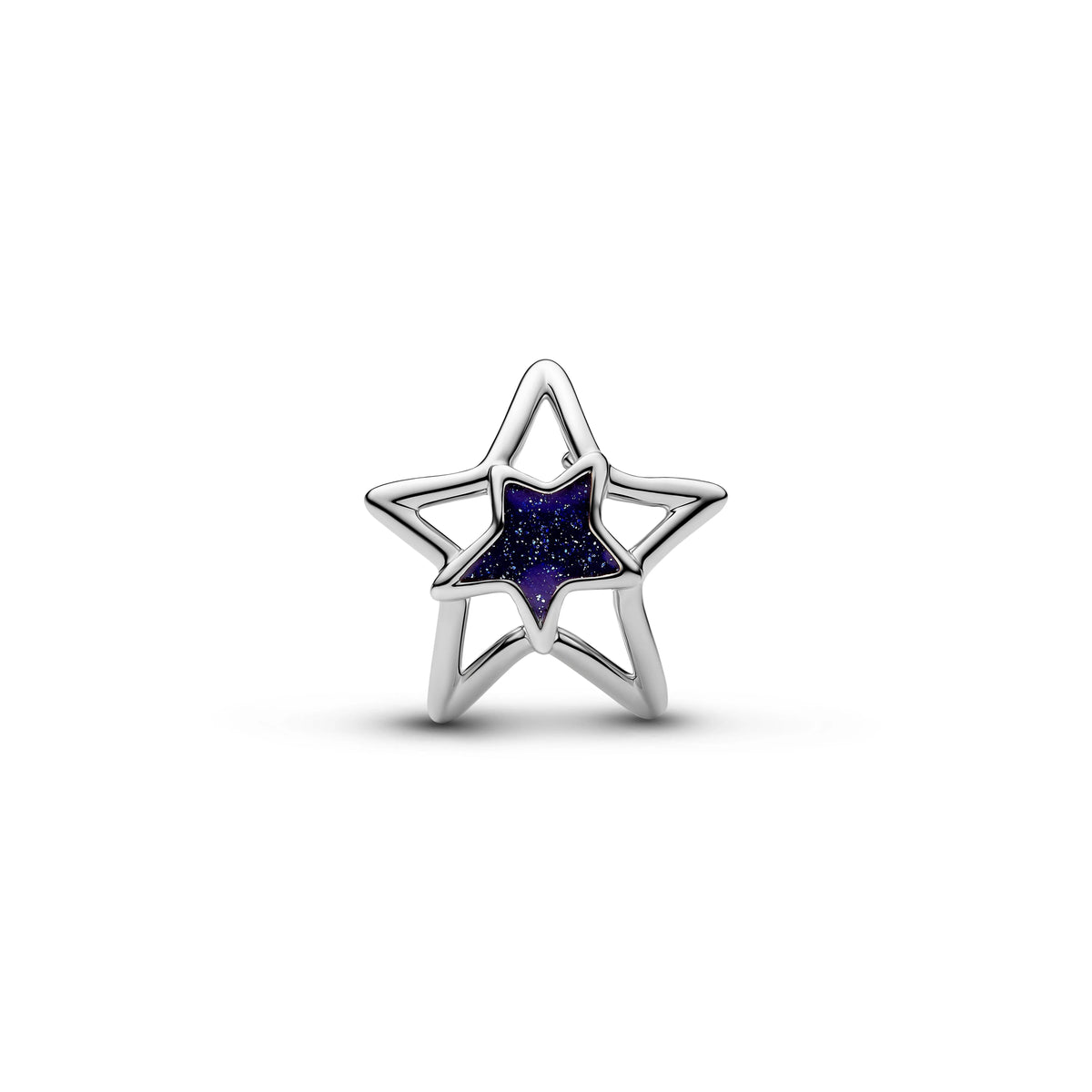 Traforato stella placcato platino charm con smalto blu - 735034C01 - Simmi Gioiellerie -Charm