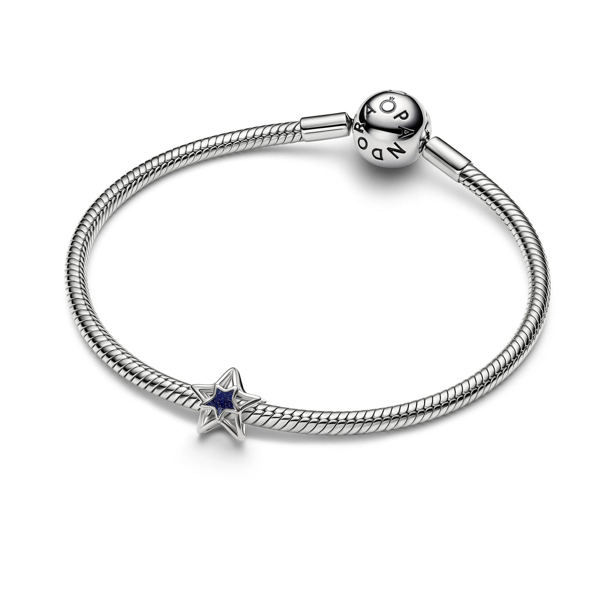 Traforato stella placcato platino charm con smalto blu - 735034C01 - Simmi Gioiellerie -Charm