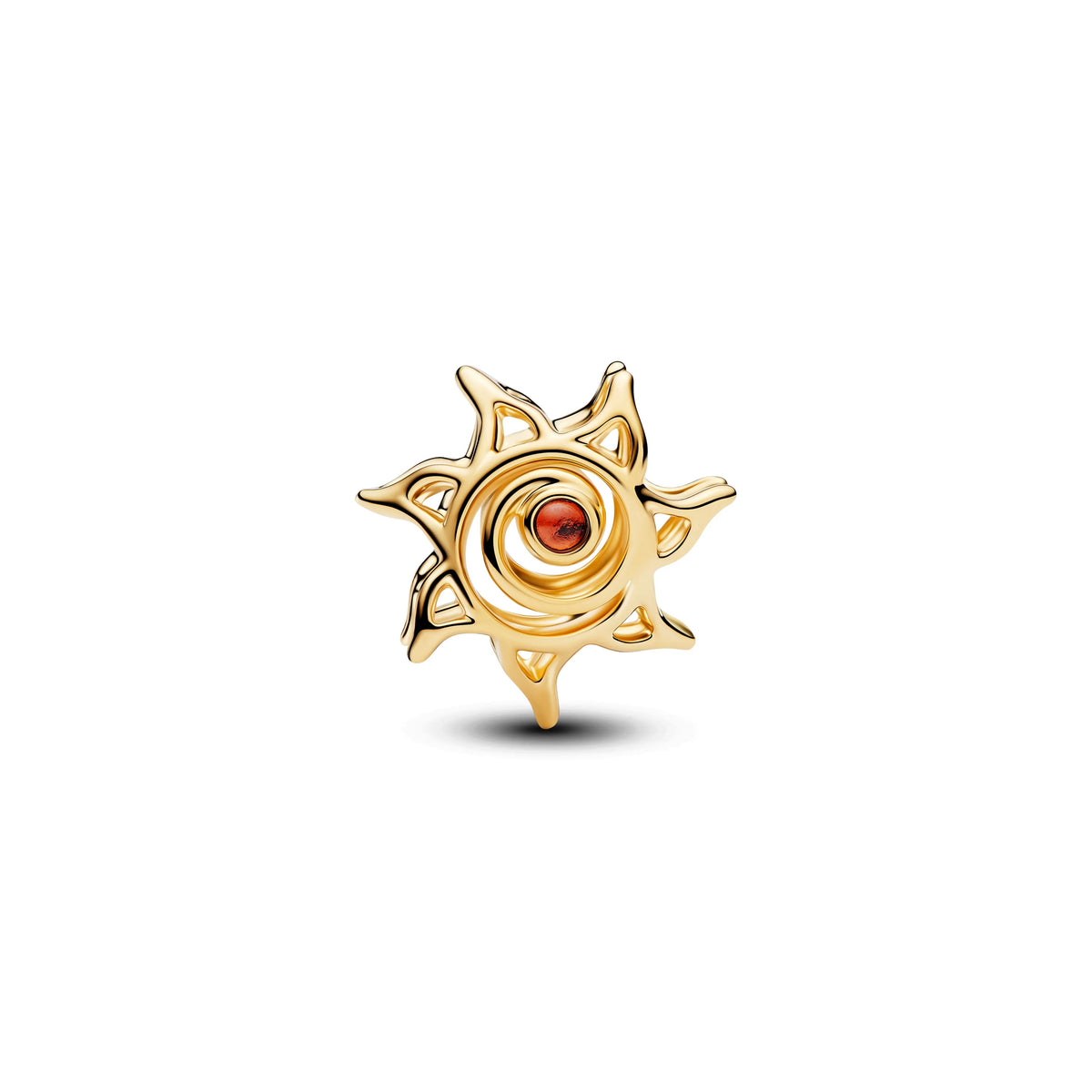 Traforato sun placcato oro 14k charm con burnt orange cristallo - 764625C01 - Simmi Gioiellerie -Charm