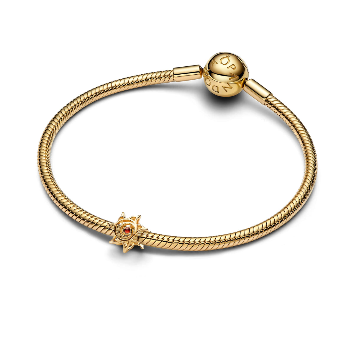 Traforato sun placcato oro 14k charm con burnt orange cristallo - 764625C01 - Simmi Gioiellerie -Charm