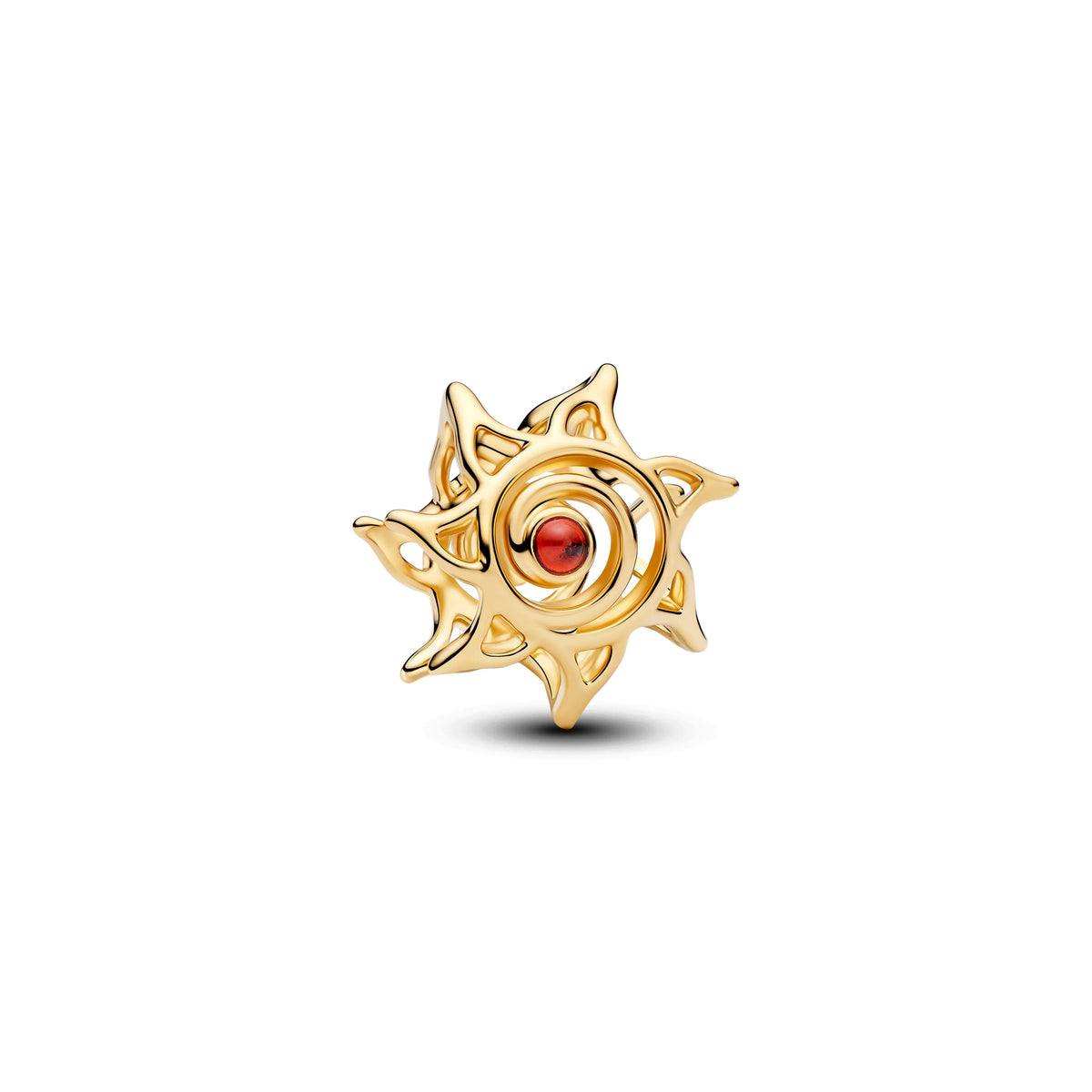 Traforato sun placcato oro 14k charm con burnt orange cristallo - 764625C01 - Simmi Gioiellerie -Charm