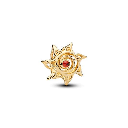 Traforato sun placcato oro 14k charm con burnt orange cristallo - 764625C01 - Simmi Gioiellerie -Charm