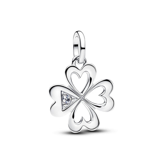 Trifoglio medaglione in argento sterling con zirconia cubica trasparente - 793034C01 - Simmi Gioiellerie -Charm