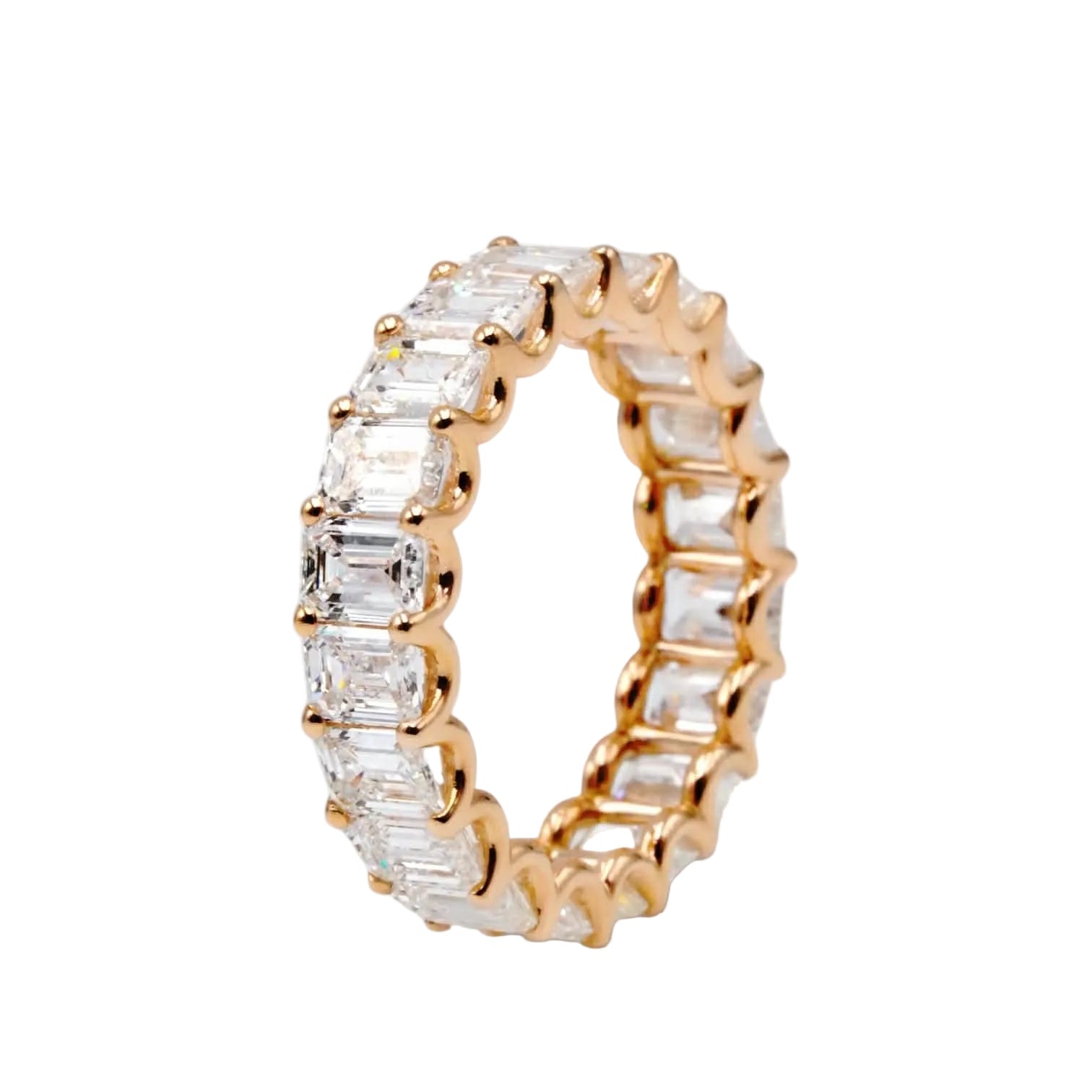 Veretta a Giro in Oro Rosa 18 Carati con Diamanti Taglio Smeraldo – Simmi Gioielli - Simmi Gioiellerie - Anelli