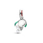 Vischio placcato platino doppio pendente con lacquerosso artificial pearl, smalto rosso e verde - 735066C01 - Simmi Gioiellerie -Charm