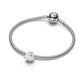 Yeti placcato platino charm con zirconia cubica trasparente, smalto bianco e nero - 735058C01 - Simmi Gioiellerie -Charm