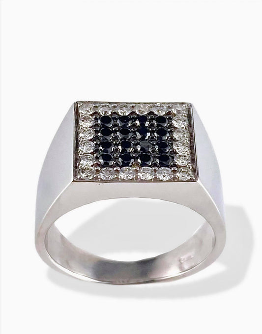 Anello sigillo diamanti carré - Simmi gioiellerie -Anelli