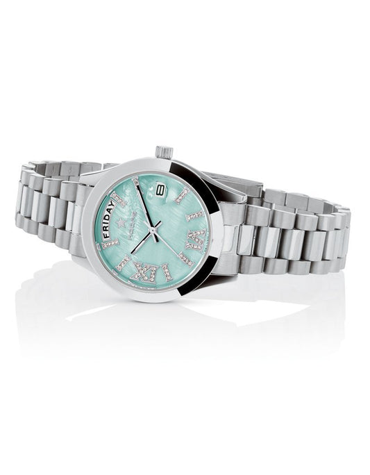 LUXURY DAY DATE DIAMONDS MOP VERDE MENTA - Simmi gioiellerie -Orologi