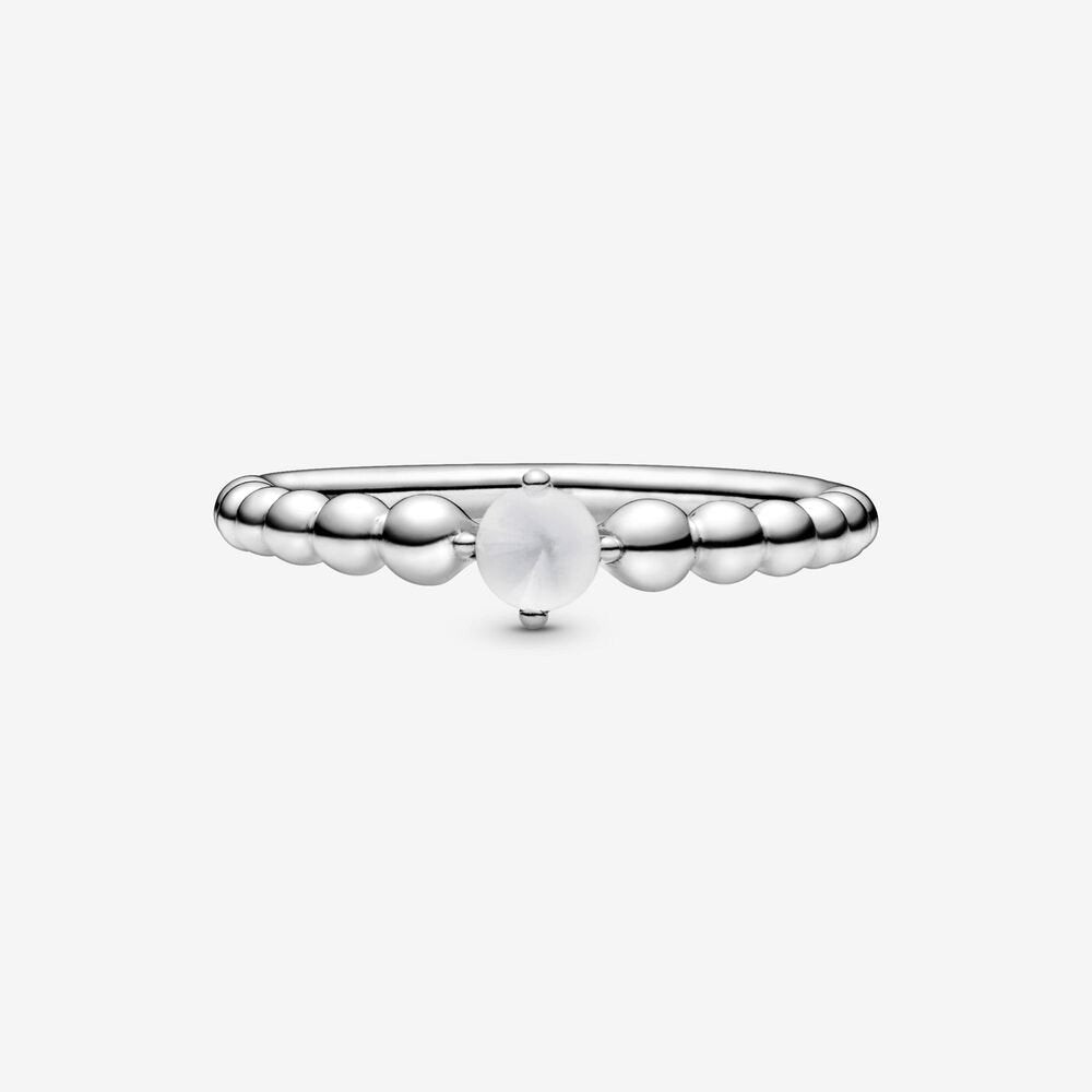 Anello bianco latte decorato con sfere - Simmi gioiellerie -Anelli