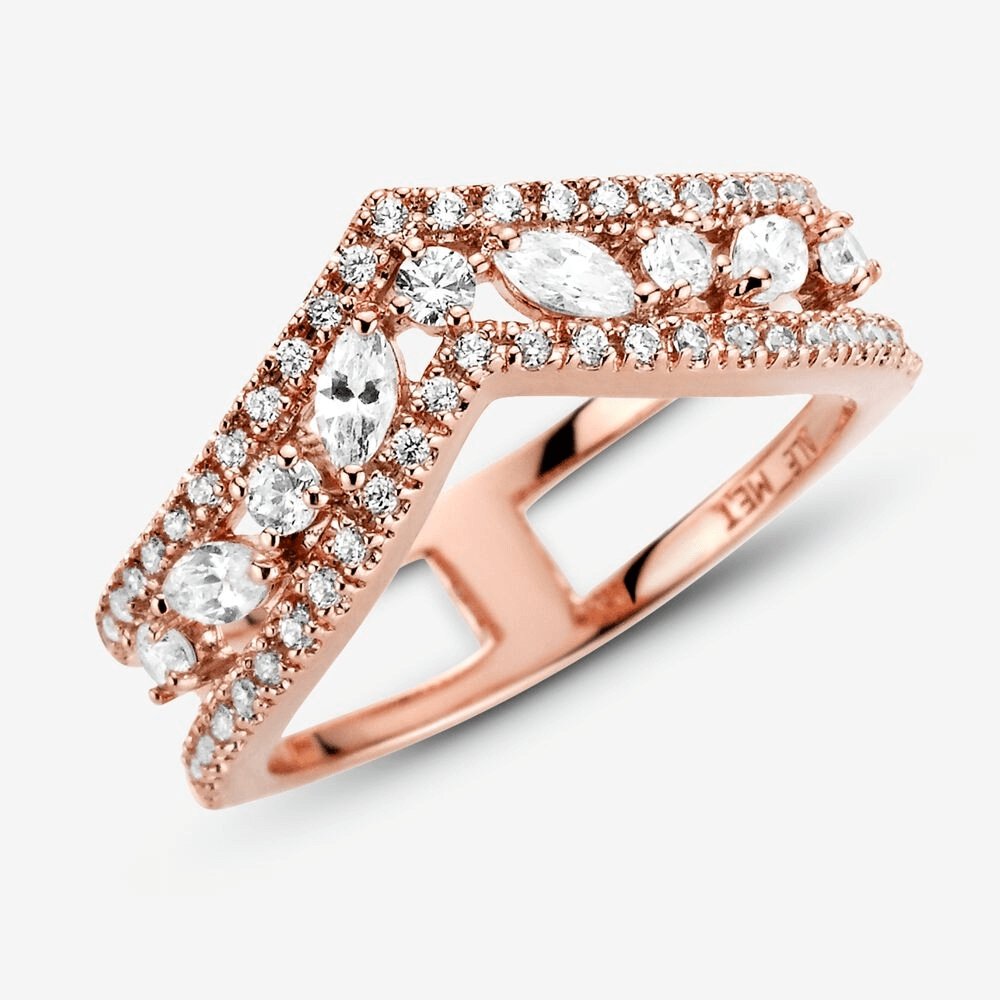 Anello chevron doppio taglio marquise - Simmi gioiellerie -Anelli