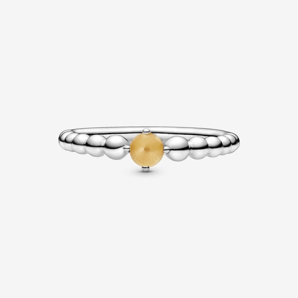 Anello color miele decorato con sfere - Simmi gioiellerie -Anelli