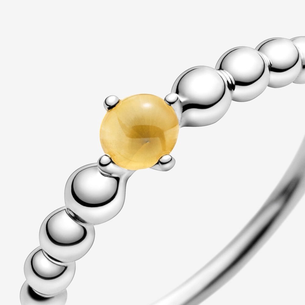 Anello color miele decorato con sfere - Simmi gioiellerie -Anelli