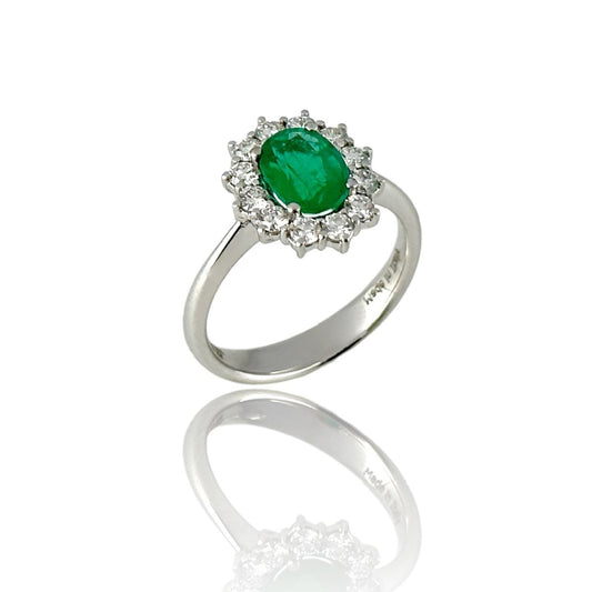 Anello con smeraldo e diamanti - Simmi Gioiellerie -Anelli