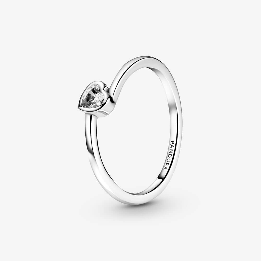 Anello con solitario a cuore obliquo incolore - Simmi gioiellerie -Anelli