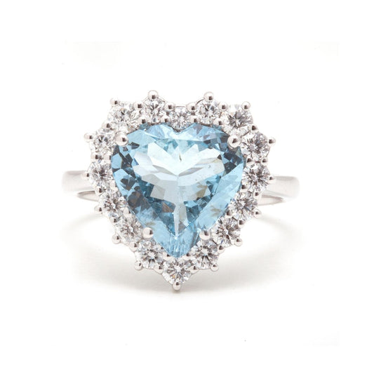 Anello cuore in acquamarina - Simmi Gioiellerie -Anelli
