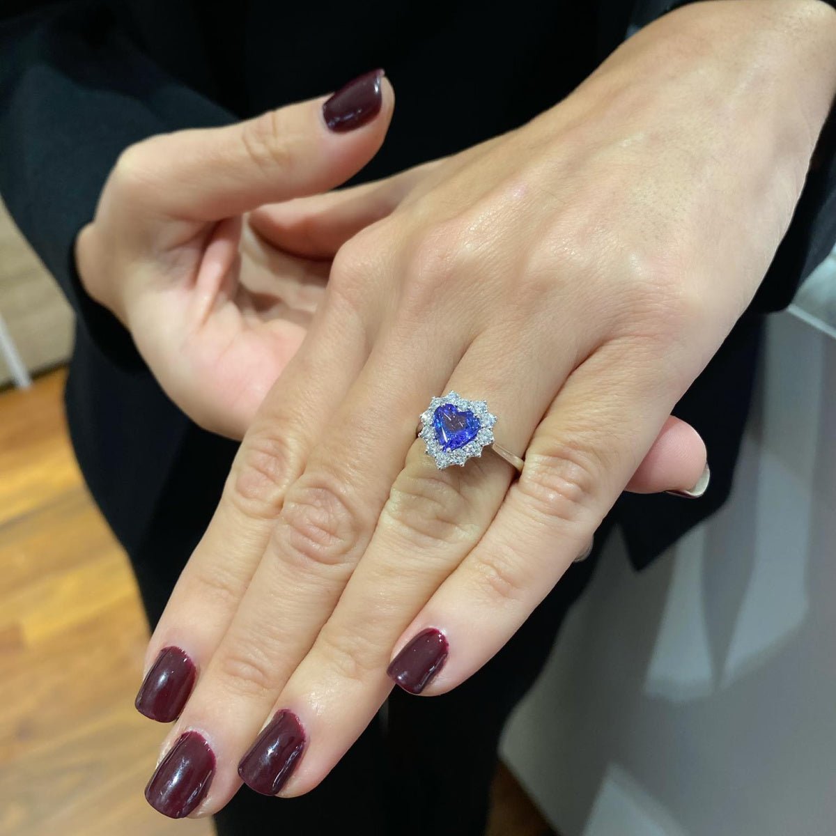 Anello da donna cuore di zaffiro e diamanti - Simmi Gioiellerie -anelli