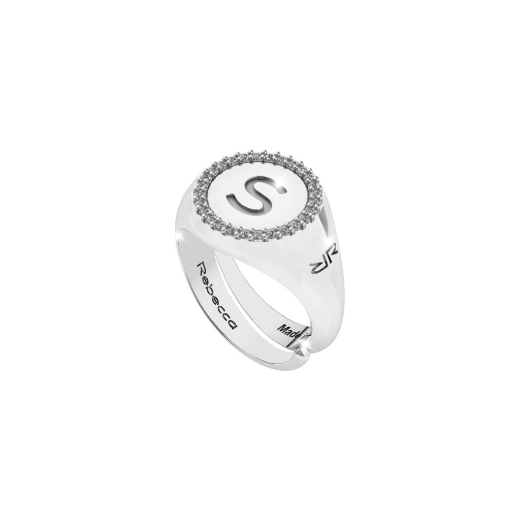 Anello in argento con lettera S incisa - SWRAZS69 - Simmi Gioiellerie -Anelli