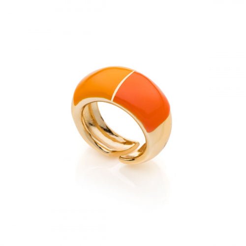 Anello in bronzo dorato da donna Unoaerre con smalto arancio - 2093 - Simmi Gioiellerie -Anelli