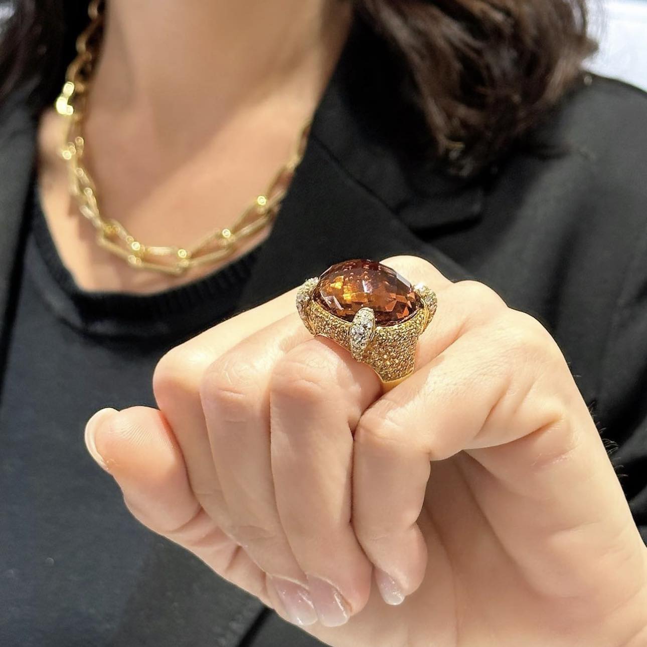 Anello in oro con quarzo citrino - Simmi Gioiellerie -Anelli