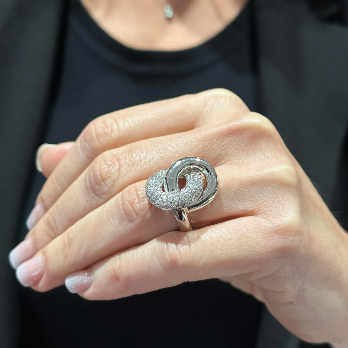 Anello intreccio in oro e diamanti - Simmi Gioiellerie -Anelli