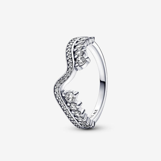 Anello Onda Asimmetrica Pietre Luminose - 192543C01 - Simmi Gioiellerie -Anelli