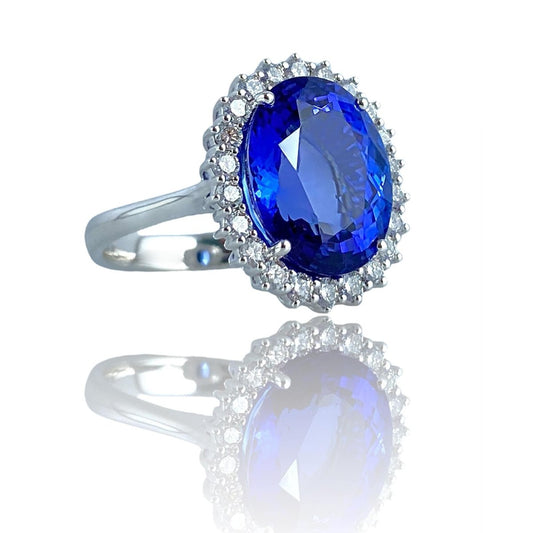 Anello ovale tanzanite e diamanti - Simmi Gioiellerie -Anelli