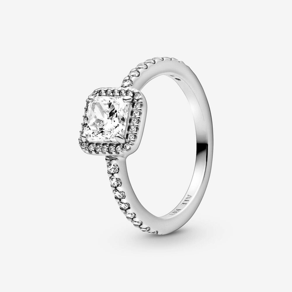 Anello Punto Luce scintillante con pietra quadrata - Simmi gioiellerie -Anelli