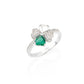 Anello Quadricuore Rodio e Zirconi Bianchi e Verdi - RQUBV - Simmi Gioiellerie -Anelli