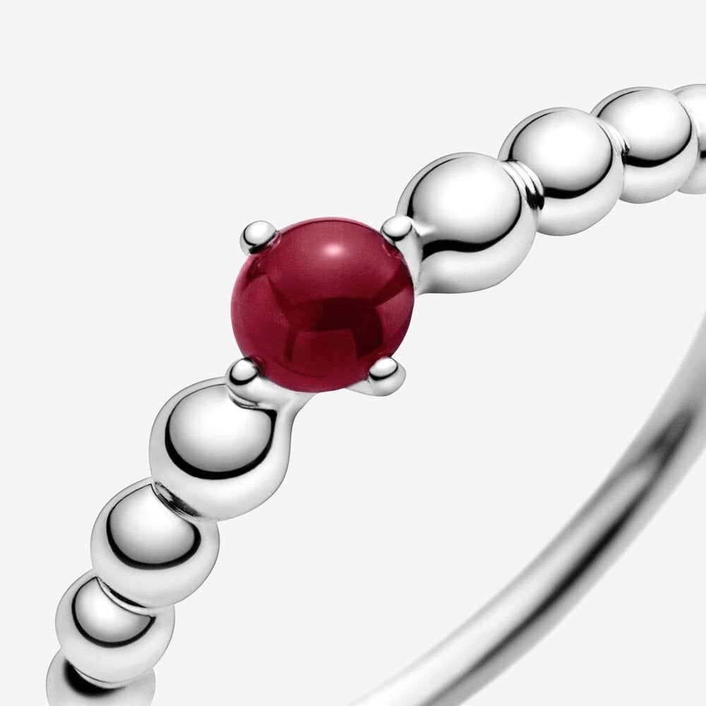 Anello rosso scuro decorato con sfere - Simmi gioiellerie -Anelli