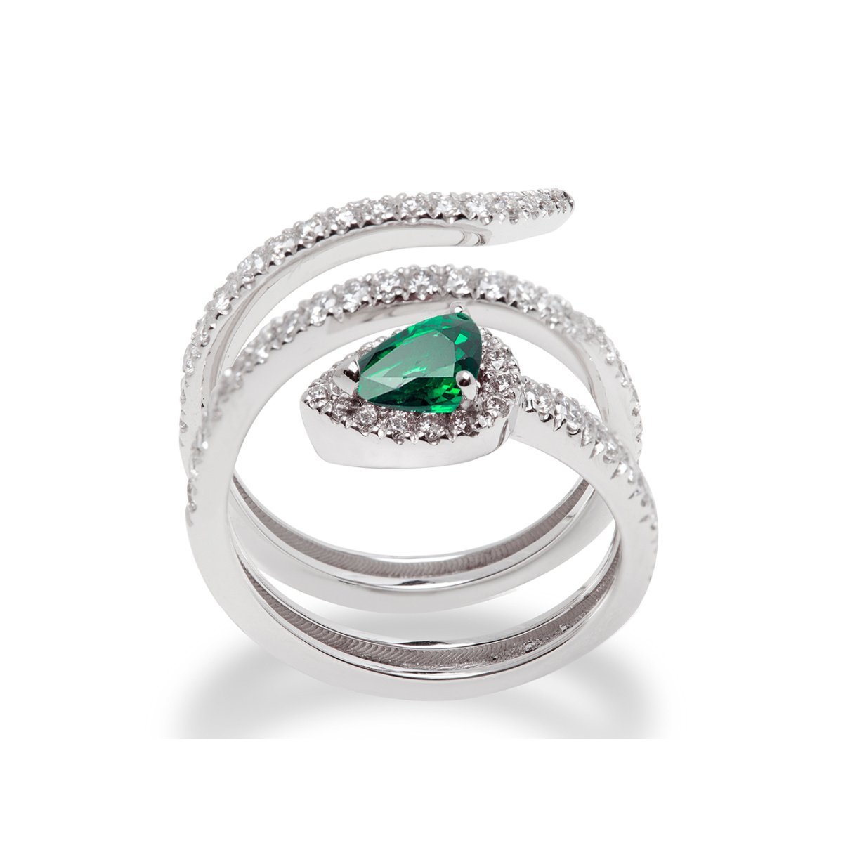 Anello serpente con smeraldo e diamanti - Simmi gioiellerie -Anello