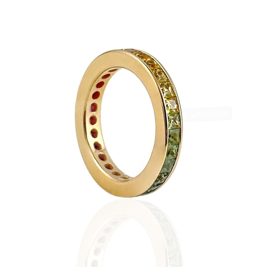 Anello veretta con zaffiri multicolor - Simmi Gioiellerie -Anelli
