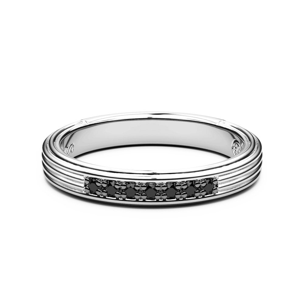 Anello Zancan a fede in argento con pietre nere - EXA200 - Simmi Gioiellerie -Anelli