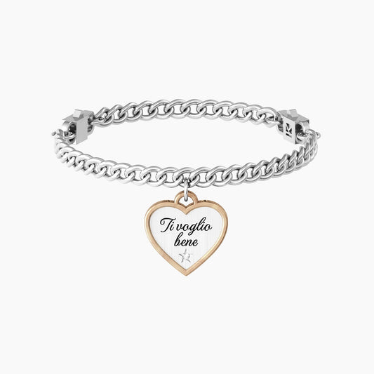 Bracciale a catena con ciondolo e frase "ti voglio bene" CUORE | TI VOGLIO BENE - 732077 - Simmi Gioiellerie -Bracciali