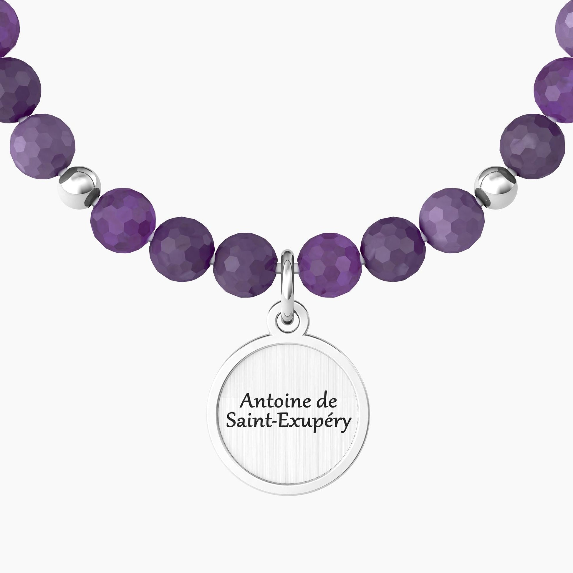 Bracciale ametista con frase "l'essenziale è invisibile agli occhi" L'ESSENZIALE È INVISIBILE … ANTOINE DE SAINT-EXUPÉRY - 732108 - Simmi Gioiellerie -Bracciali