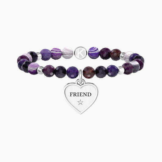 Bracciale amica con agata viola e ciondolo cuore - CUORE | FRIEND IN MY LIFE - 732219 - Simmi Gioiellerie -Bracciali