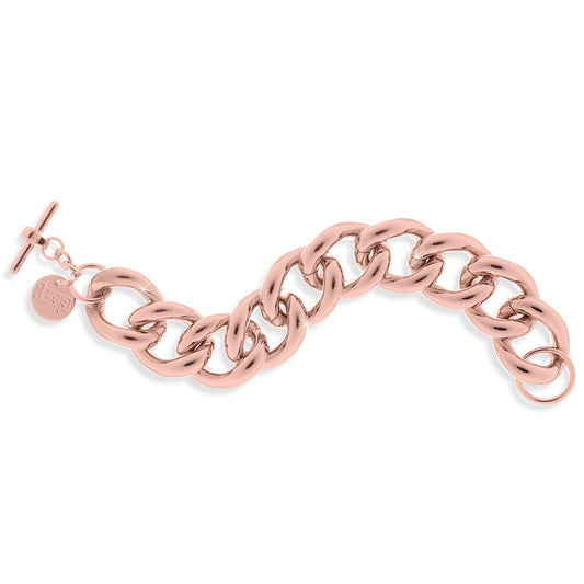 Bracciale catena grumetta maxi in bronzo dorato rosa - UNOAERRE 0708 - Simmi Gioiellerie -