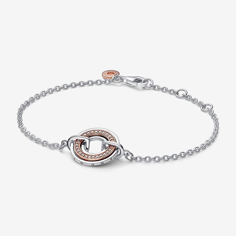 Bracciale Cerchio Bicolore con Logo e Pavè - 582741C01 - Simmi Gioiellerie -Bracciali