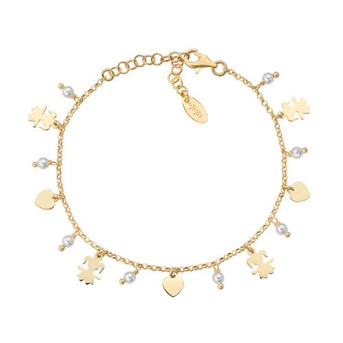 Bracciale Charm Bambina e Cuori Dorato - BRBIFEGP - Simmi Gioiellerie -Bracciali