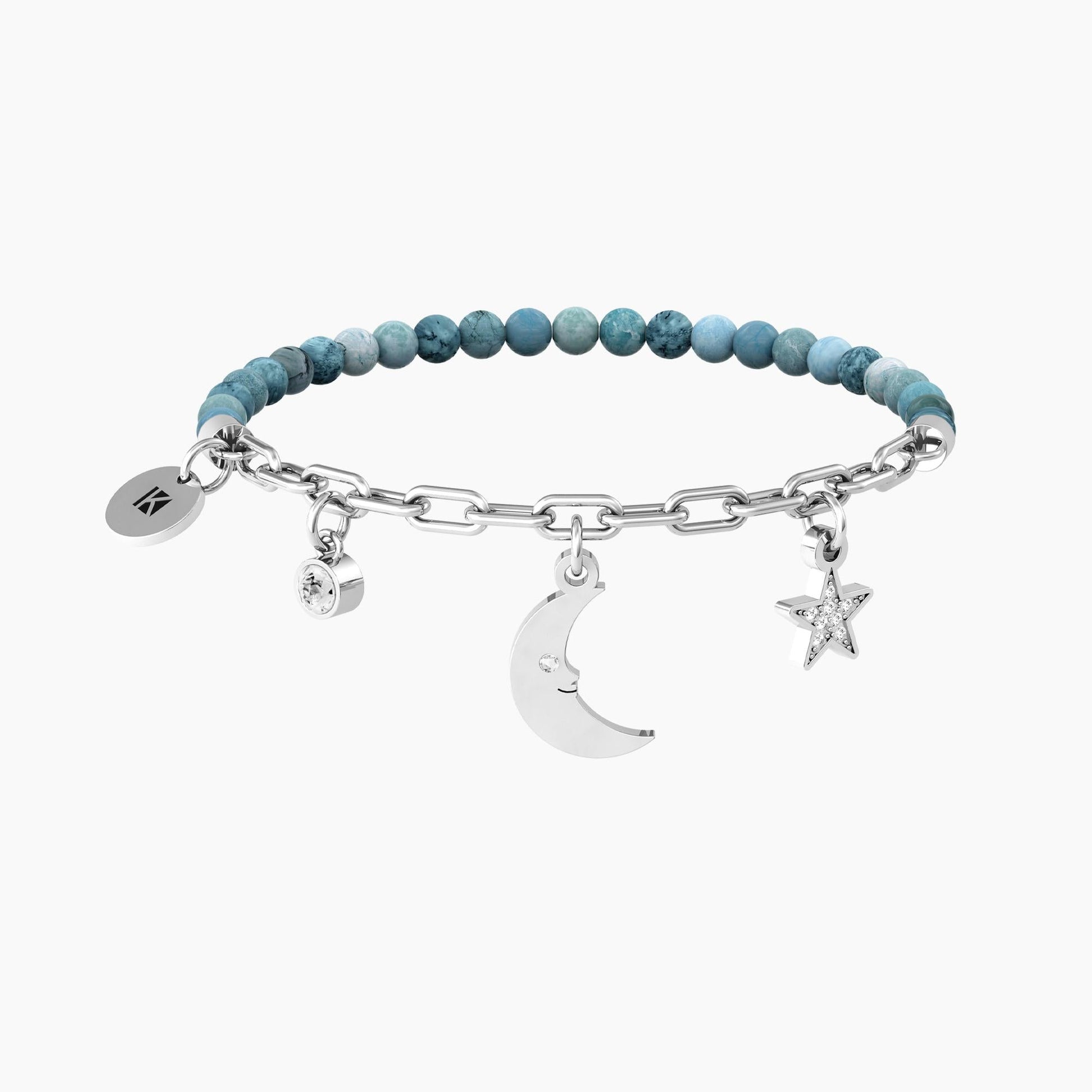 Bracciale con catena, agata azzurra e ciondoli - LUNA | SOGNI - 732237 - Simmi Gioiellerie -Bracciali