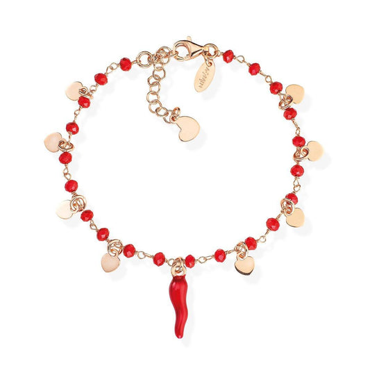 Bracciale Cornetto Rosso Cristalli e Cuori - Simmi gioiellerie -Bracciale