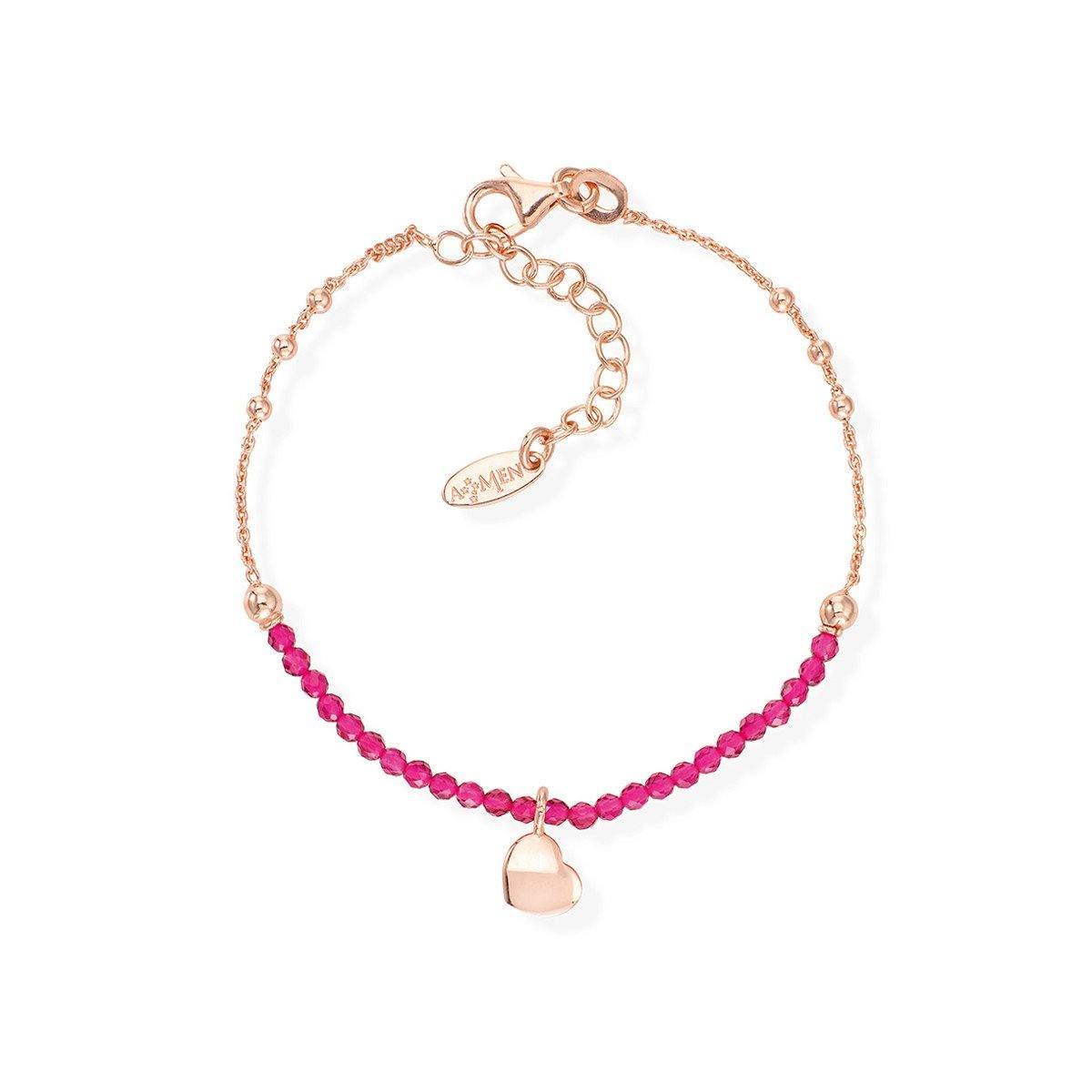 Bracciale Cuore Rosè e Pepite Rubino - BRCOCURR3 - Simmi gioiellerie -Bracciale