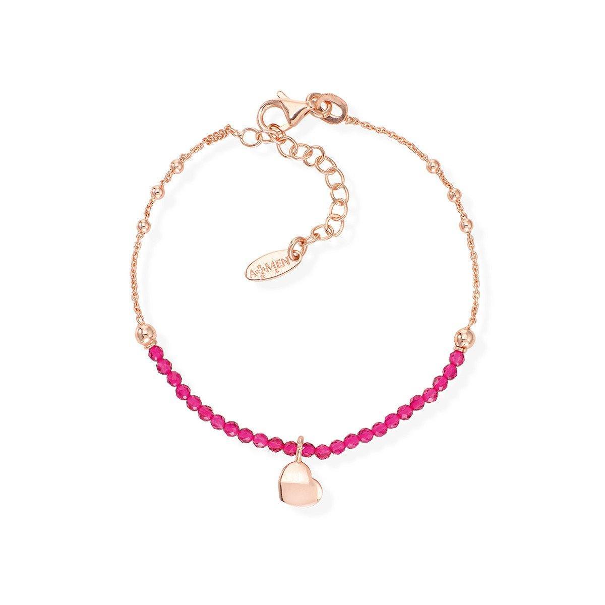 Bracciale Cuore Rosè e Pepite Rubino - BRCOCURR3 - Simmi gioiellerie -Bracciale