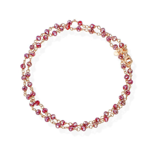 Bracciale Doppio Rosè e Cristalli Amaranto - BRRA34 - Simmi gioiellerie -Collane