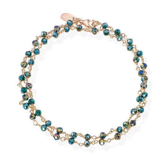 Bracciale Doppio Rosè e Cristalli Verde - BRRVE34 - Simmi gioiellerie -Bracciale