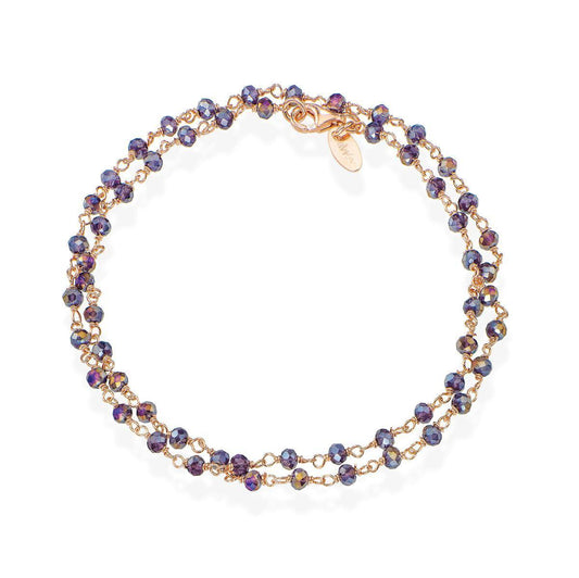 Bracciale Doppio Rosè e Cristalli Viola - BRRVS34 - Simmi gioiellerie -Bracciale