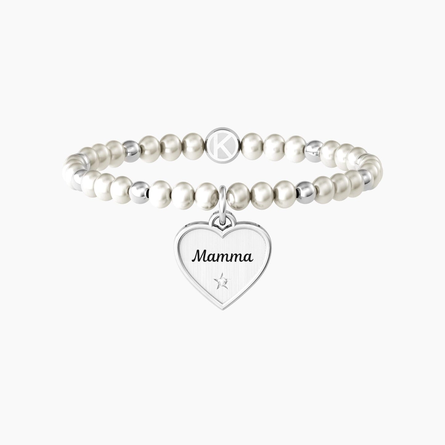 Bracciale elastico mamma con perle e ciondolo - 732138 - Simmi Gioiellerie -Bracciali